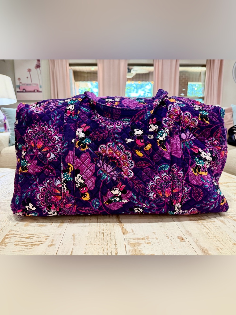Disney Vera Bradley Mickey & Minnie’s Flirty Floral Large Travel Duffel Bag - Picture 5 of 14